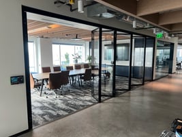 glass partition walls in an office