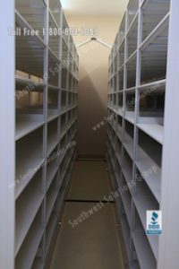 movable aisle aisles floating shelves shelving museum vault storage