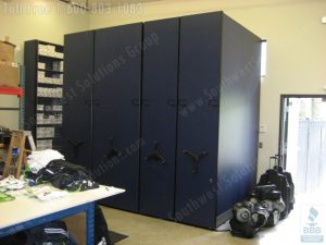 after the high density athletic equipment storage shelving was installed